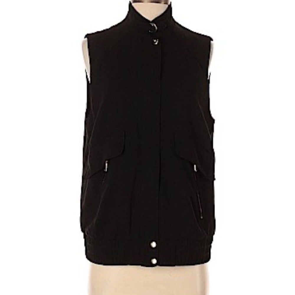 Club Monaco Black Zip-Up Vest w/ Gold Hardware XS